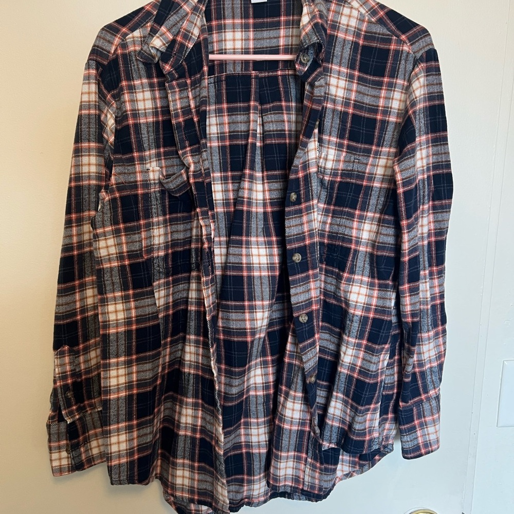 Old Navy Plaid Button Down Shirt - Navy, Pink, White